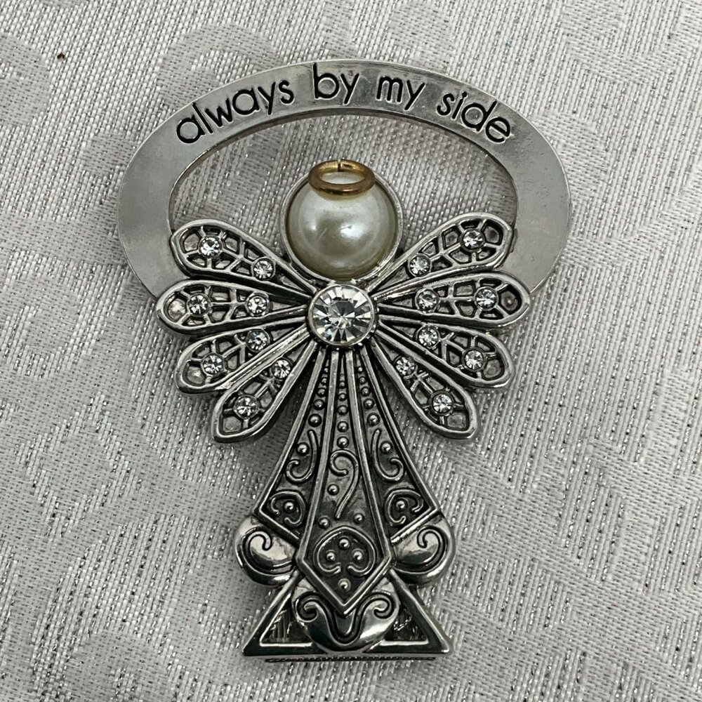 Always‎ By My Side Angel w/ kick stand faux Pearl & Rhinestones By Alexas Angels